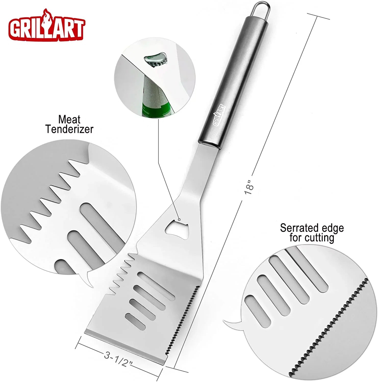Tongs with Storage Tools Accessories Dad, Gift Reinforced for Aluminum Man Grill Outdoor Case Grilling for Birthday Utensil Kit 19-Piece Set Stainless-Steel -Complete Grill Barbecue