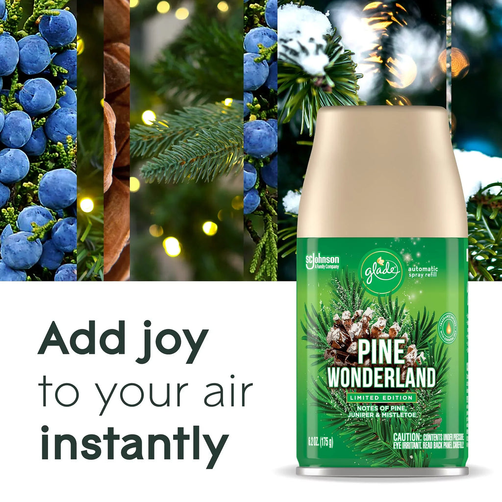 Wonderland, Pine 3 6.2 Glade Home Spray Automatic Freshener Count for and Air Oz, Refill, Bathroom,