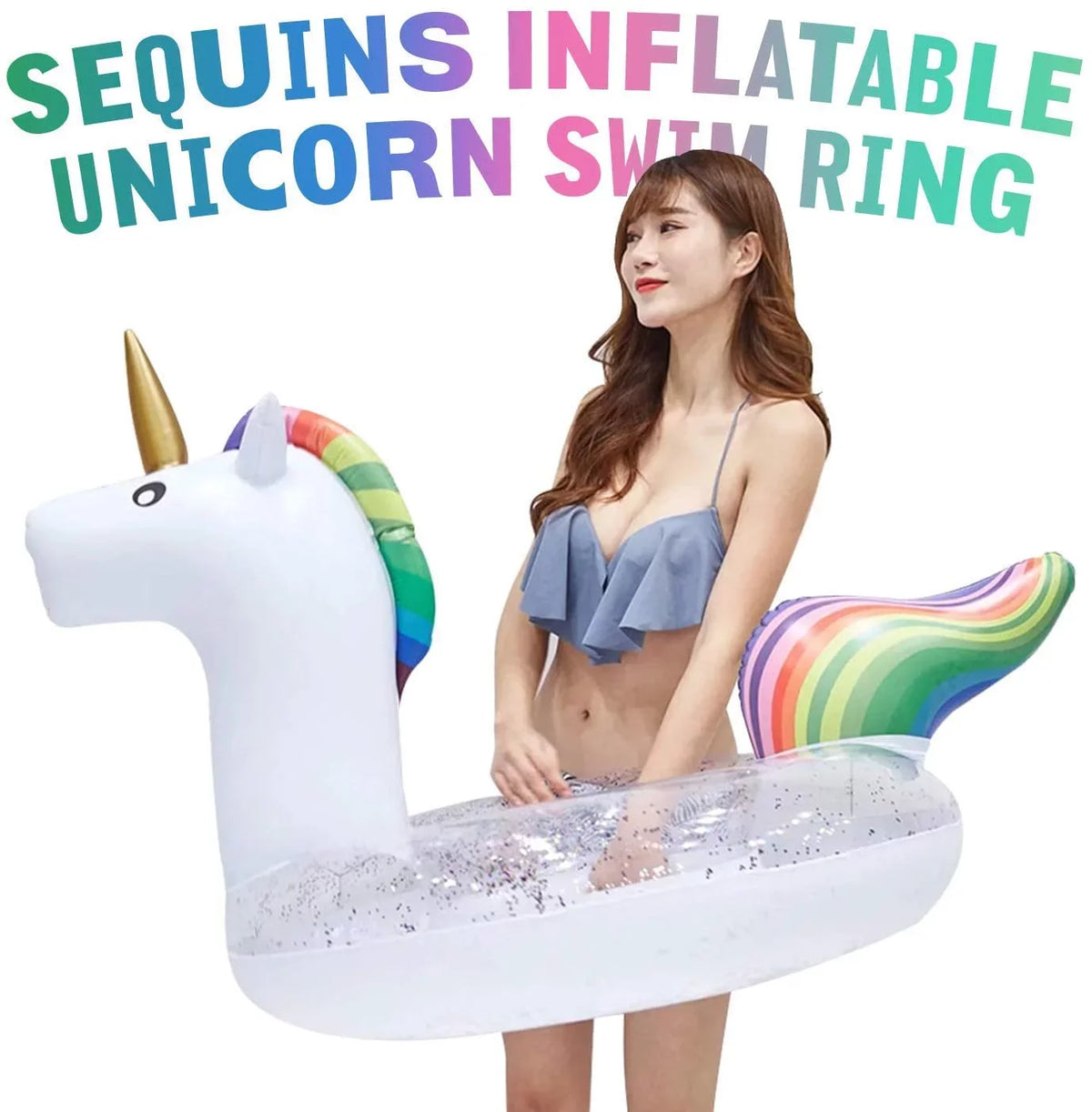 Blossom Pool Swimming Unicorn for Kids Ring, Pool Pool Toys Pool Inflatable, Inflatables liquid Float Pool Sequins | Floats, 48 Glitter Animal Inch Float, and Ring Inflatable Adults,