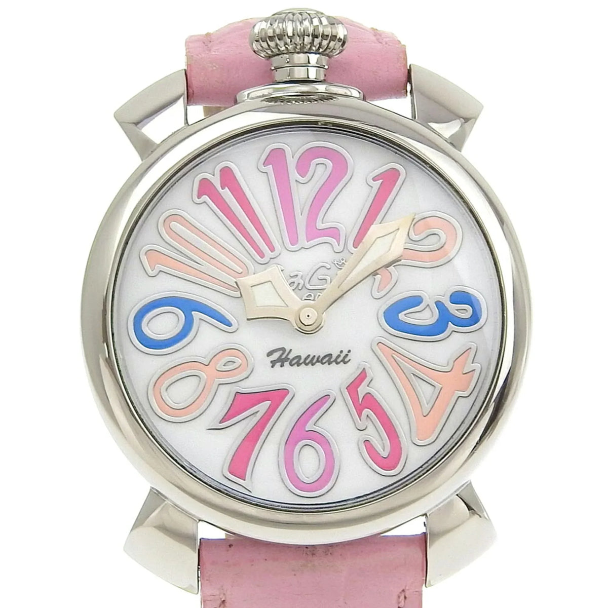 Manuale Display I220823012 Gaga Quartz Watch Pre-Owned Analog (Good) Men's 5020 Dial Stainless Milano Steel White