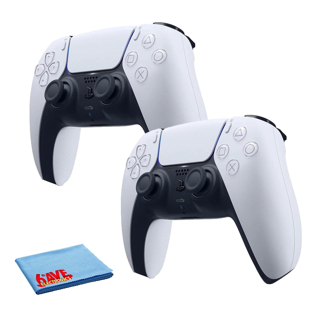 Cloth Controllers - + Cleaning 6Ave White PS5 2x DualSense With Wireless 5, PlayStation Bundle Microfiber Controller