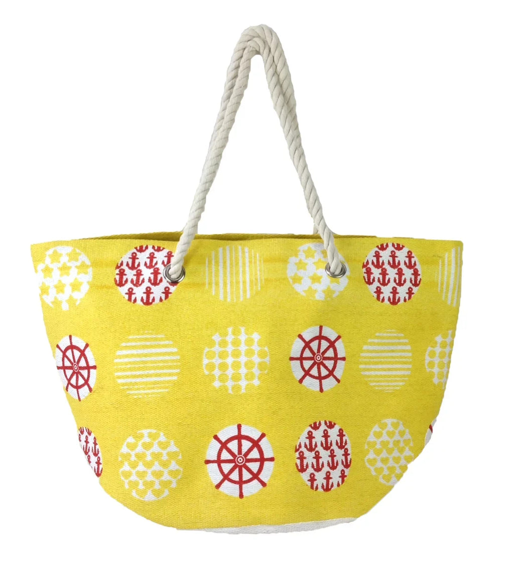 Paper Print Sailor Tote, Magid Yellow Straw Nautical