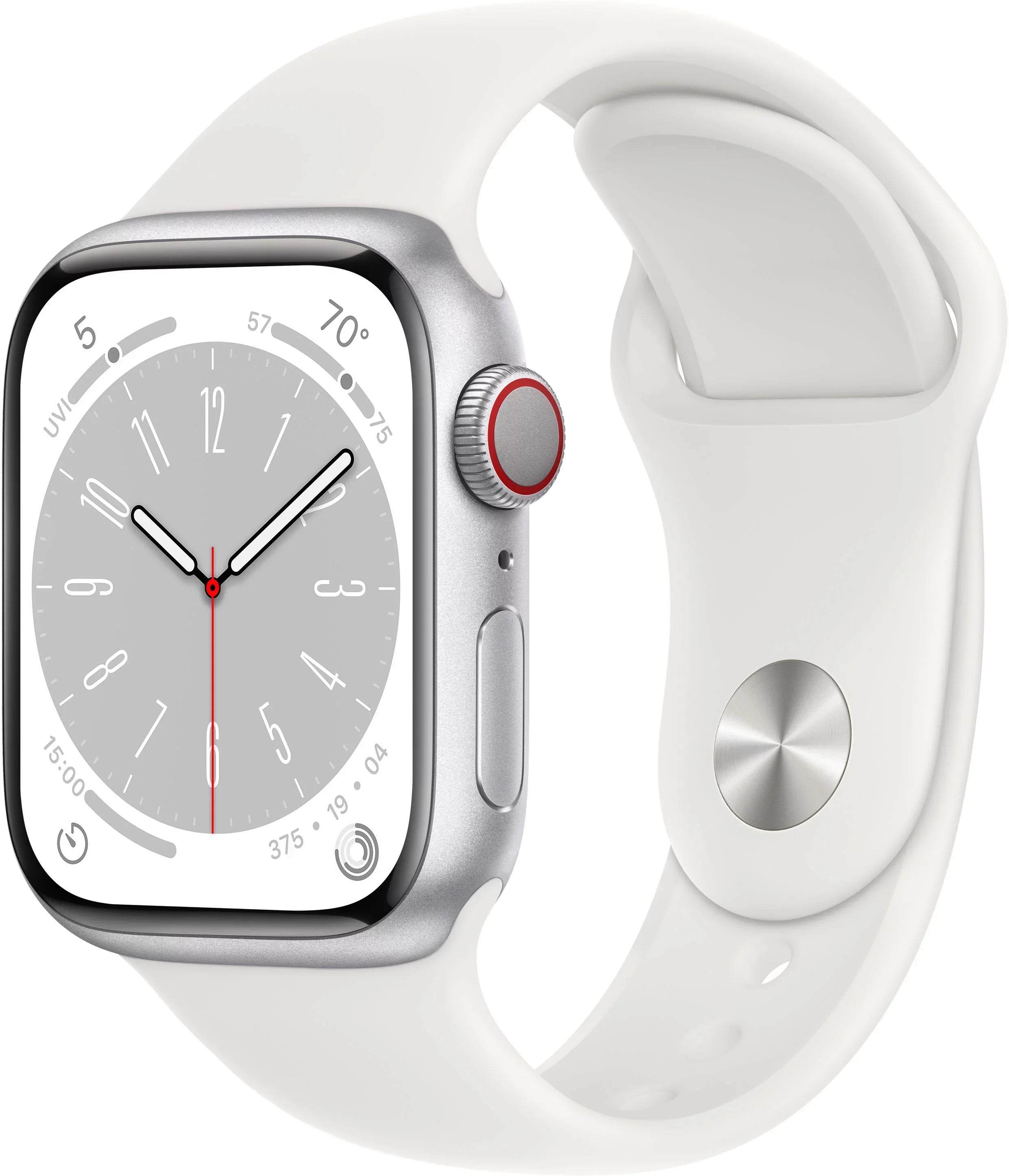 8 41mm 8 Cell Silver Restored White Sport Band (Refurbished) Steel Series Stainless MNV73LL/A Apple Watch Gen