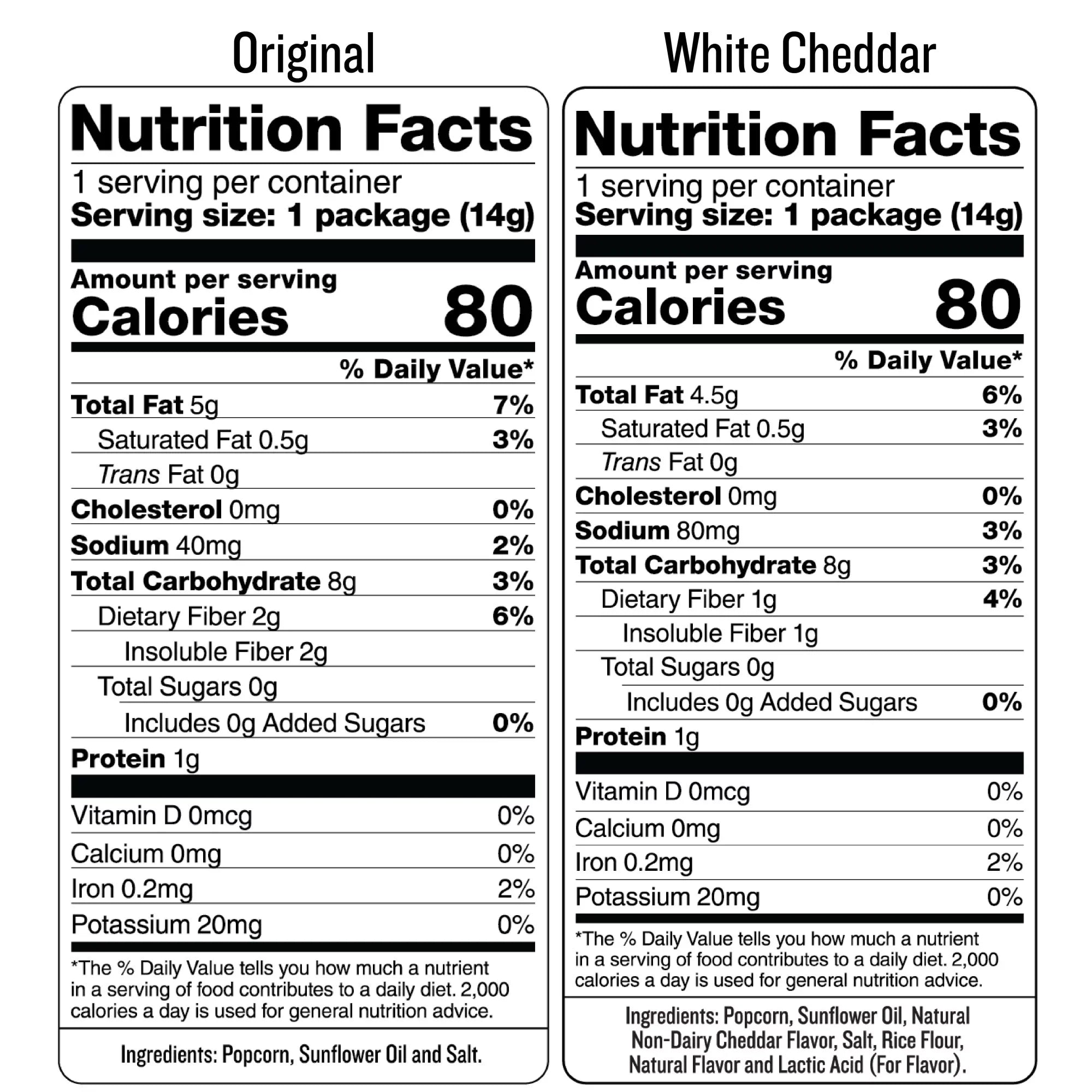 SkinnyPop Pack, Popcorn Variety Original Cheddar 0.5 Count 40 oz, Gluten-Free White and