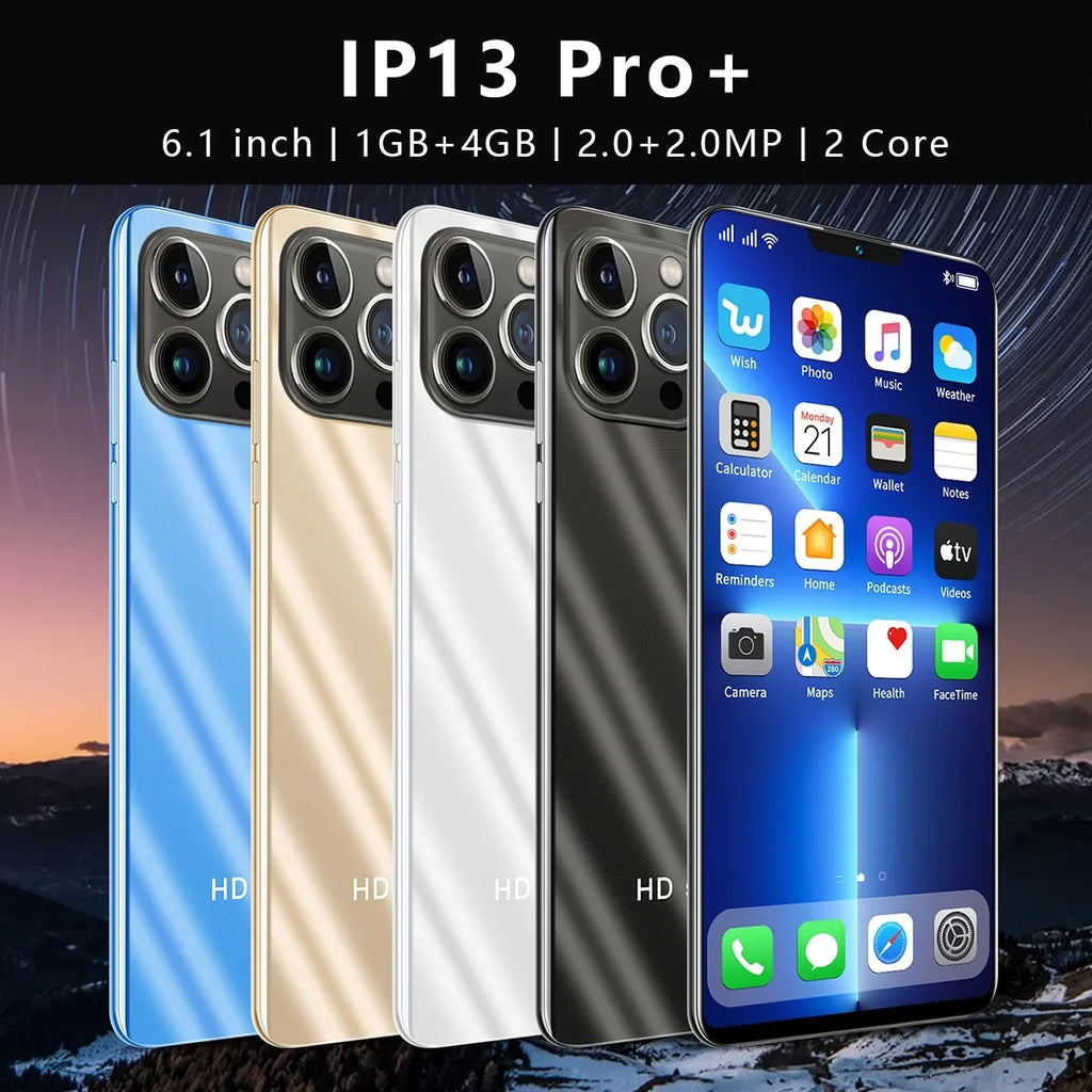 IP13 unlock Blue face dual phone HD+ smartphone SIM Max Ram1Gb+Rom4Gb Pro 3G 2800mAh Android 6.1-inch