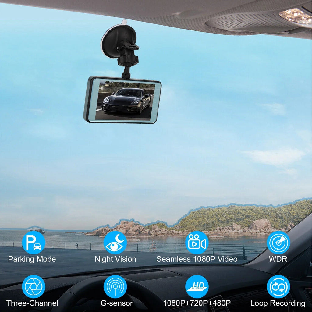 HD G-Sensor Camera View Front 2 1080P Dash Car Video DVR Recorder Lens Rear Cam