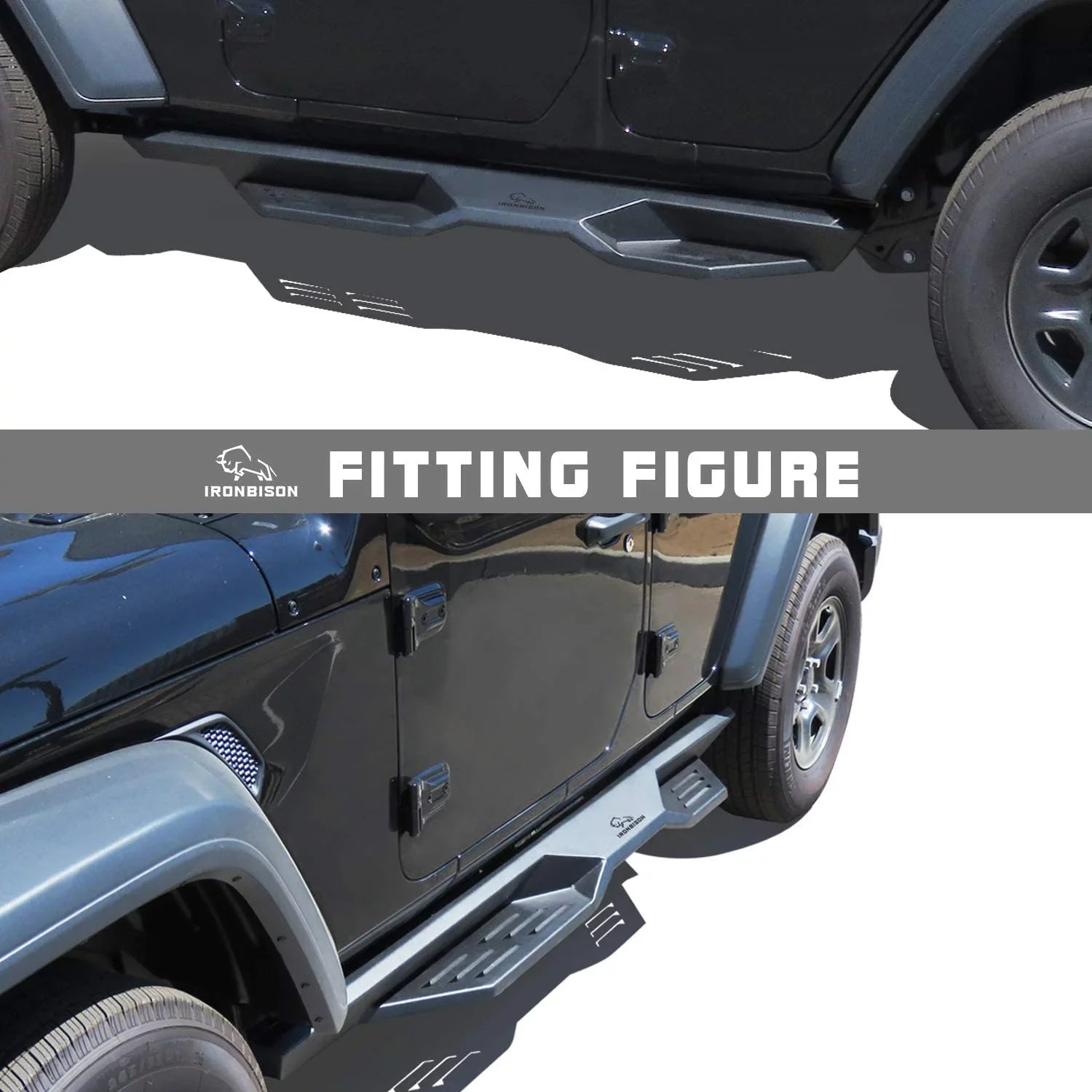 2018 Door(Excluded Rock Jeep Defender Drop 4 Running Wrangler Fine Fit Nerf Steps ) Wrangler Slider 5" Side Bars Boards Texture Black(2pcs) 2018-2024