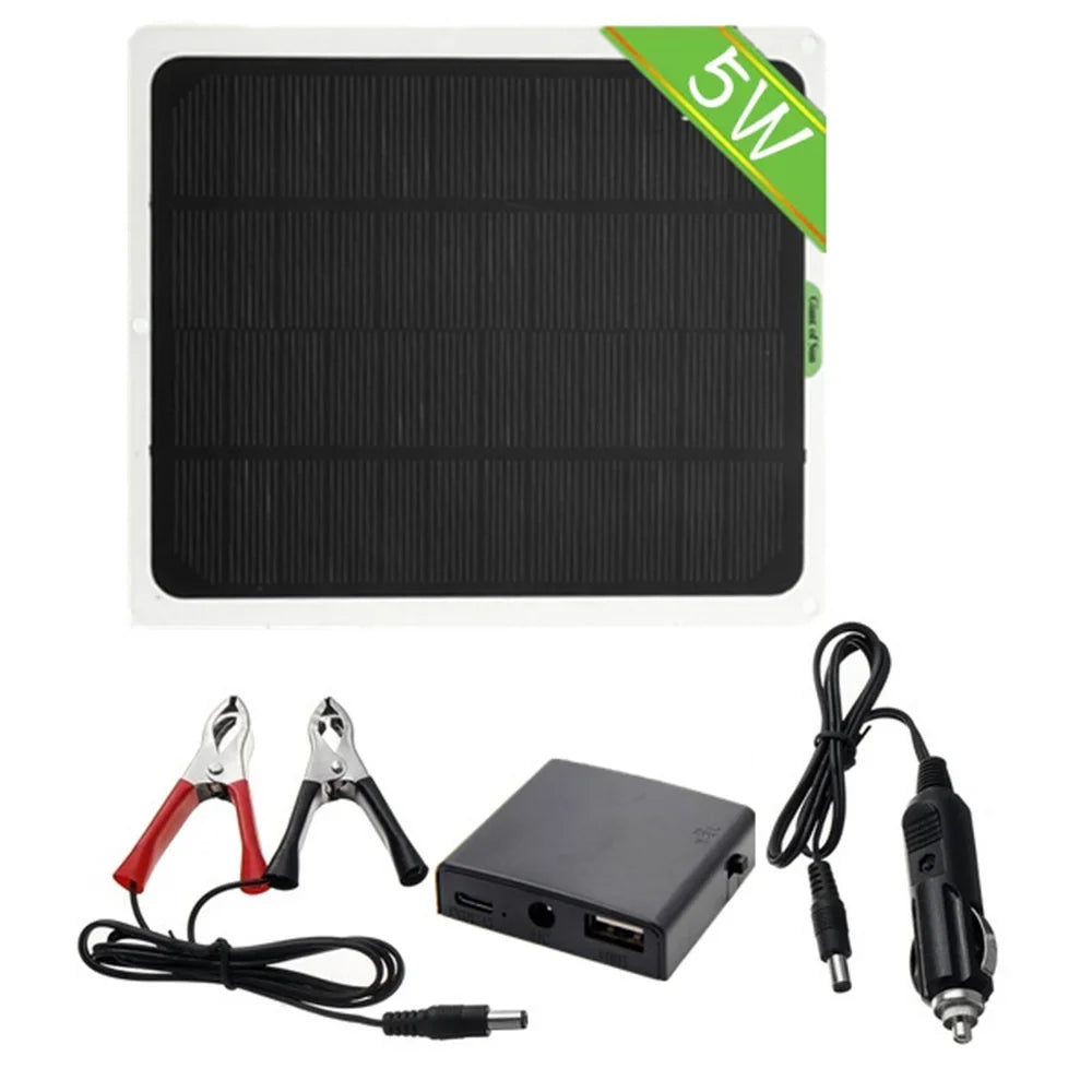 Solar with Charger Yachting Charging occkic Cars Monocrystalline 20W RV exterior Flexible Panels Charger for Clips 12V/5V Battery
