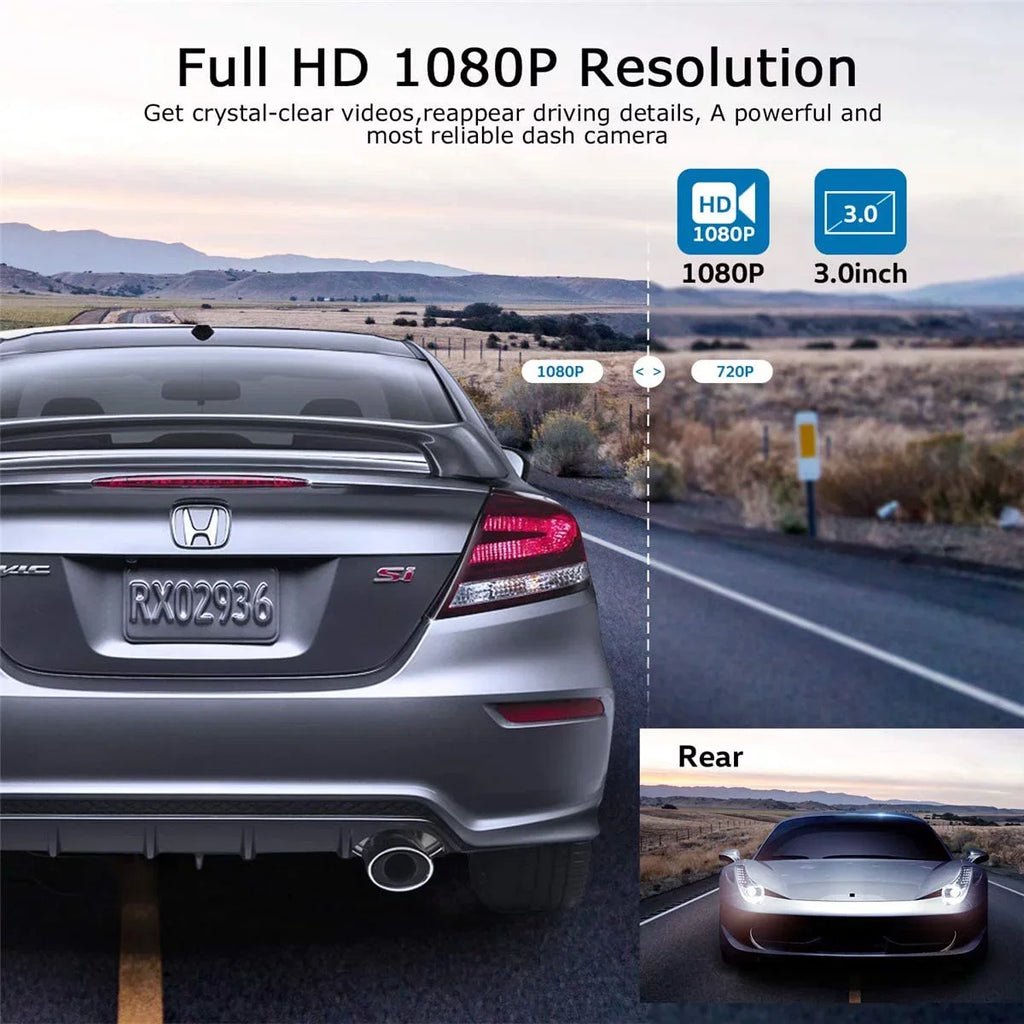 Dashboard G-Sensor Cars Camera Car 170 in for 1080P Cam with Display Angle Night Recorder Video Full Car 3.0" Dashcam Wide Camera Dash Vision
