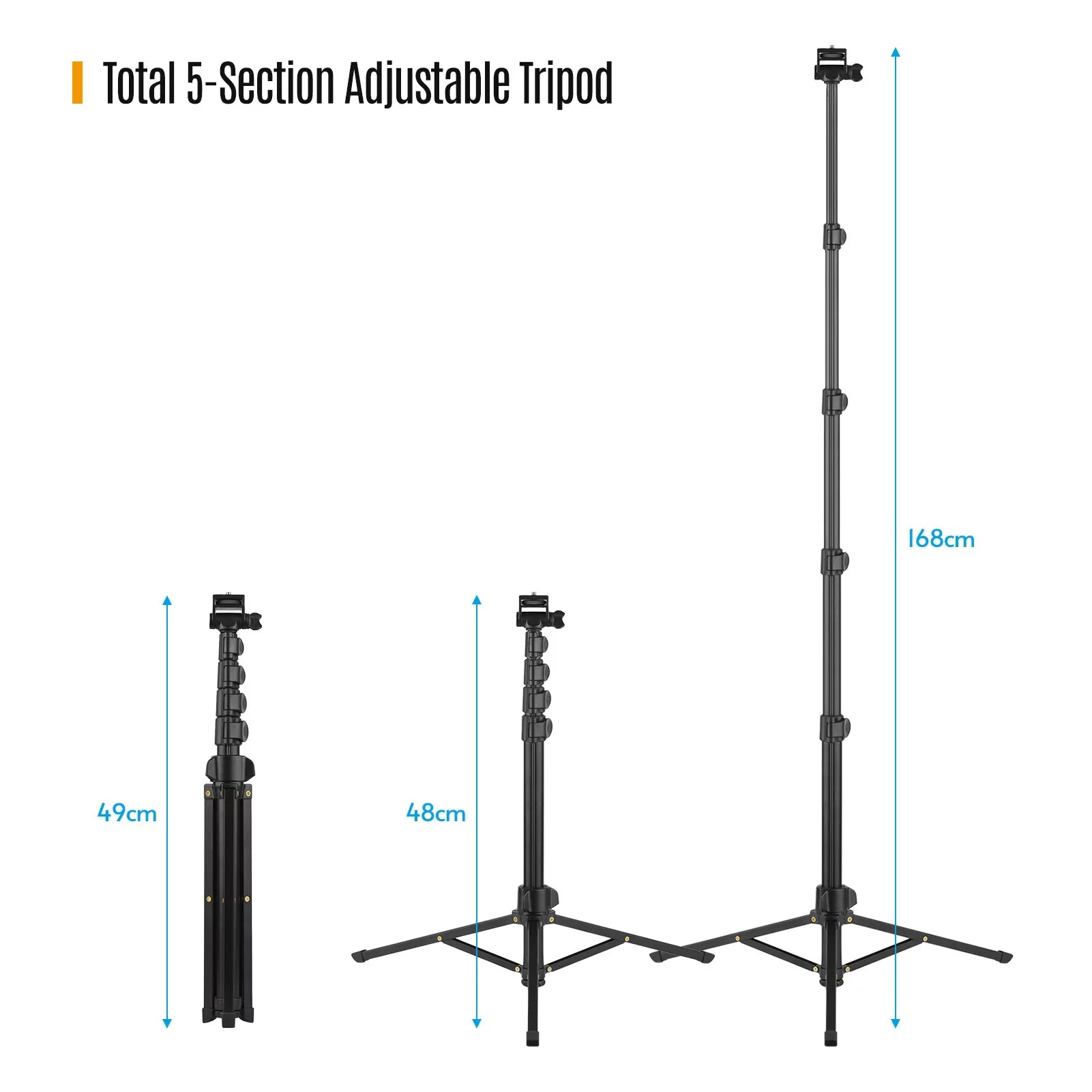 Supports 168cm/66in Phone Holder, Smartphones, and Selfie Phone Shutter Action Cameras, Remote - Stick Action 3KG, and Andoer for 2-in-1 Bracket, Tripod Includes Cameras up Camera Mirrorless and to
