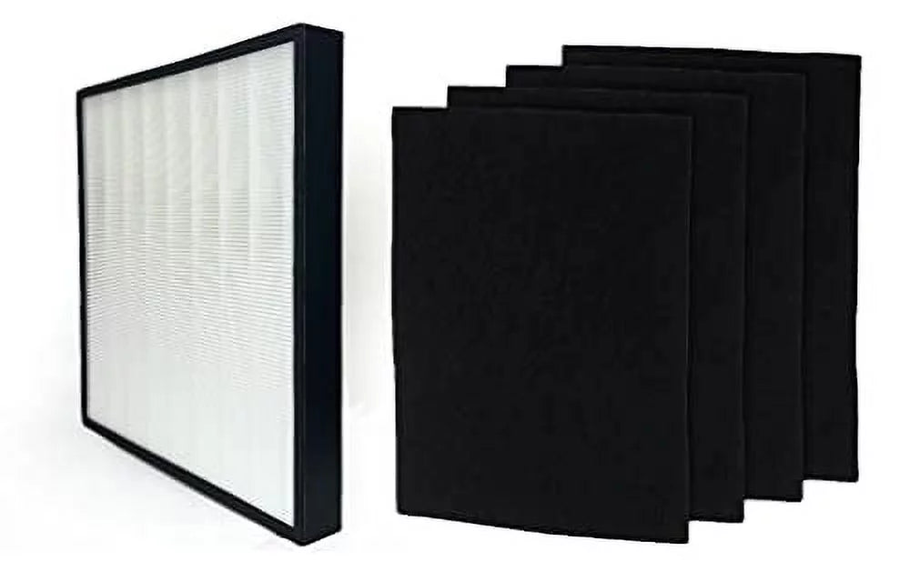 Set Large Carbon True Pre 1 Filter | For | Set Replacement Whirlpool Activated Whispure Remove 4 Fits Odor, with Extra Air 1183050K Smoke Nispira WPPRO2000 Purifier Plus | Pollen 8171510K