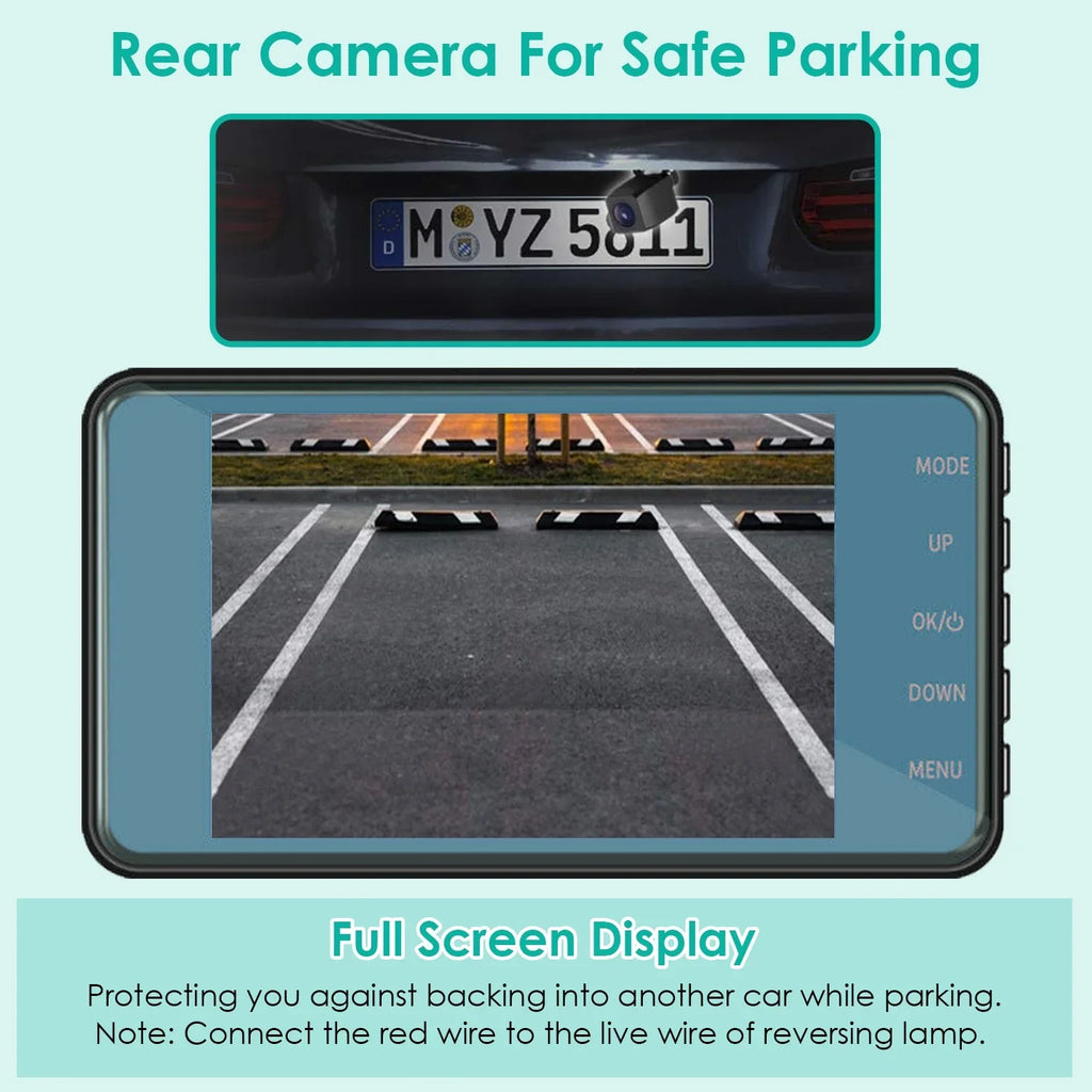 Parking 4.5" Camera Monitor&G-Sensor, Dual 70° Dash Angle,G-Sensor, iMounTEK Car Rear with Wide and Super Front Cam Dash