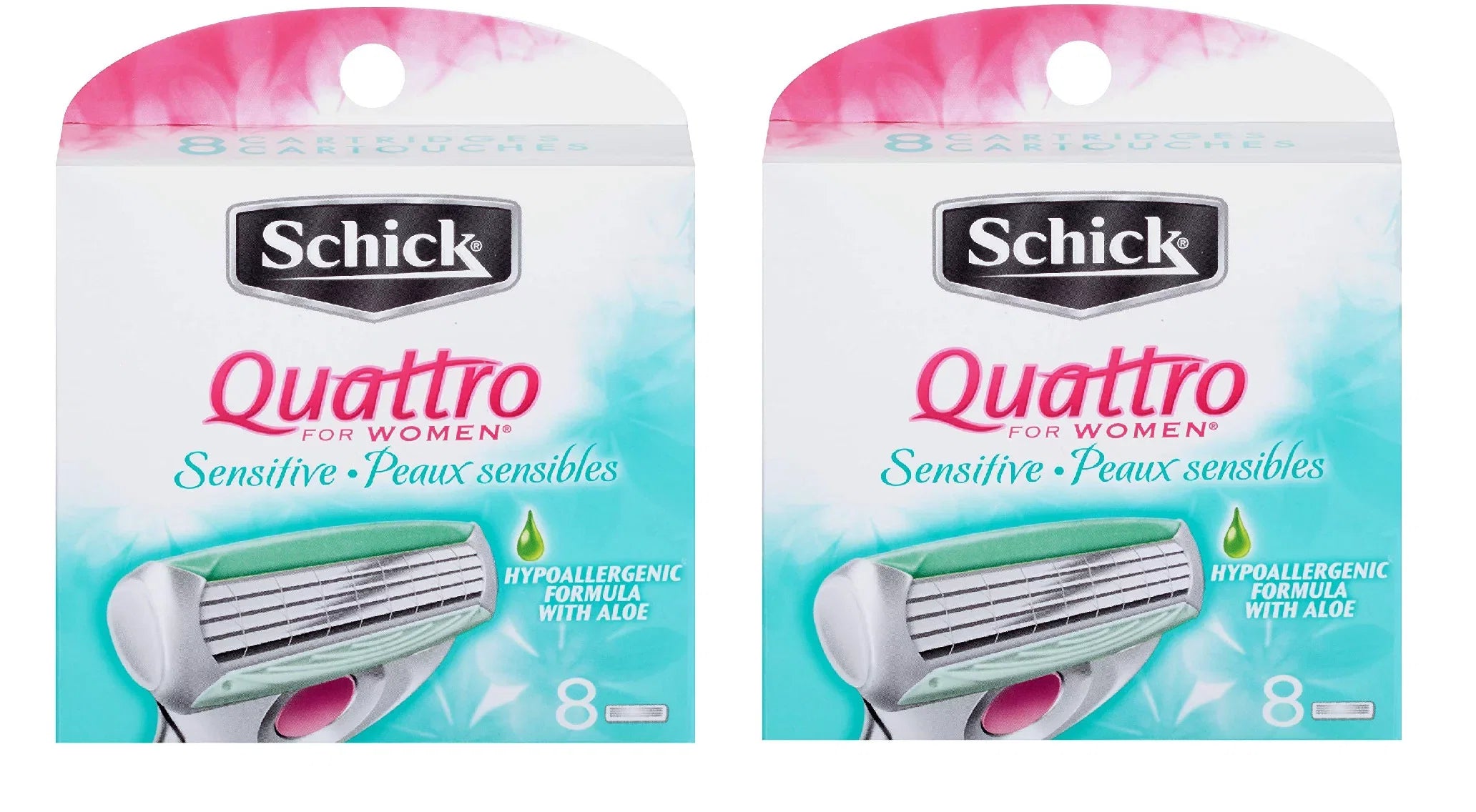 (Pack Quattro Allergenic Blade for 8 Cartridges, Count Hypo Sensitive Schick 2) Aloe Women of Refill
