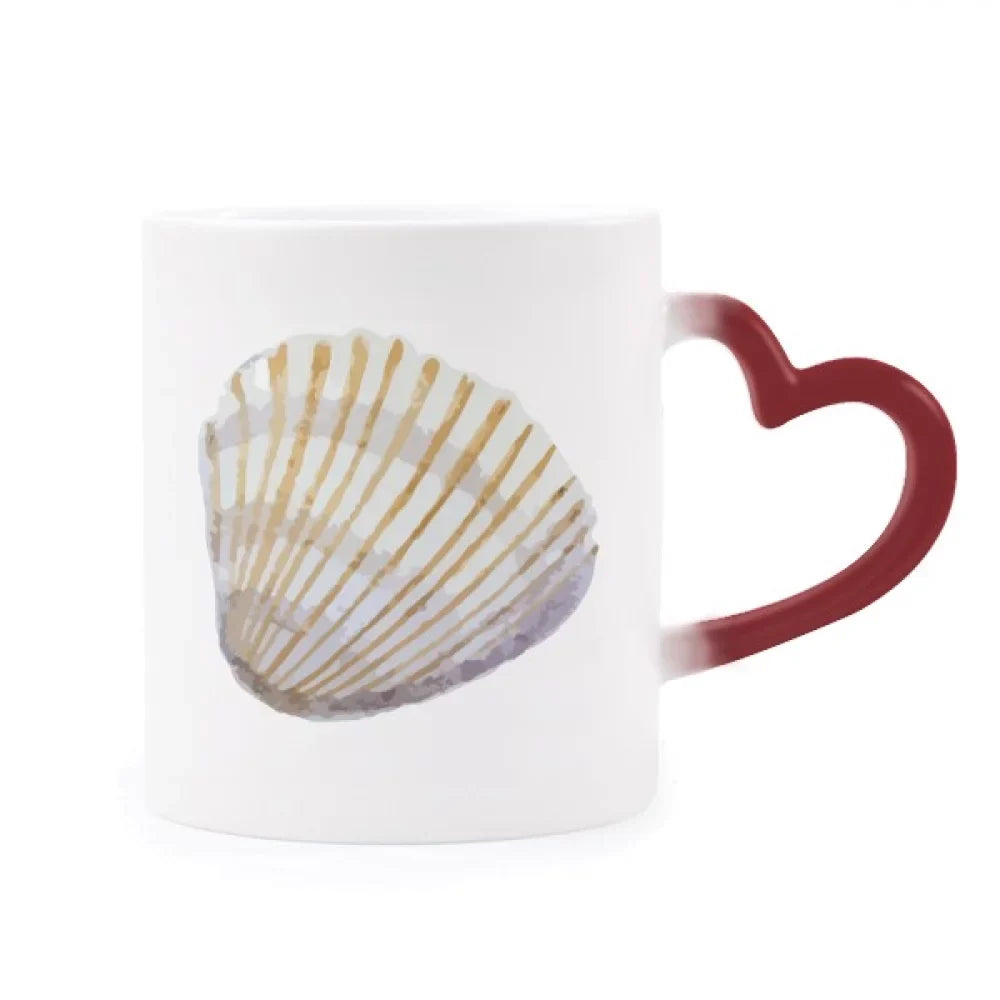 Sensitive Cup Illustration Marine Life Stoneware Scallop Red Changing Heat Yellow Mug Color