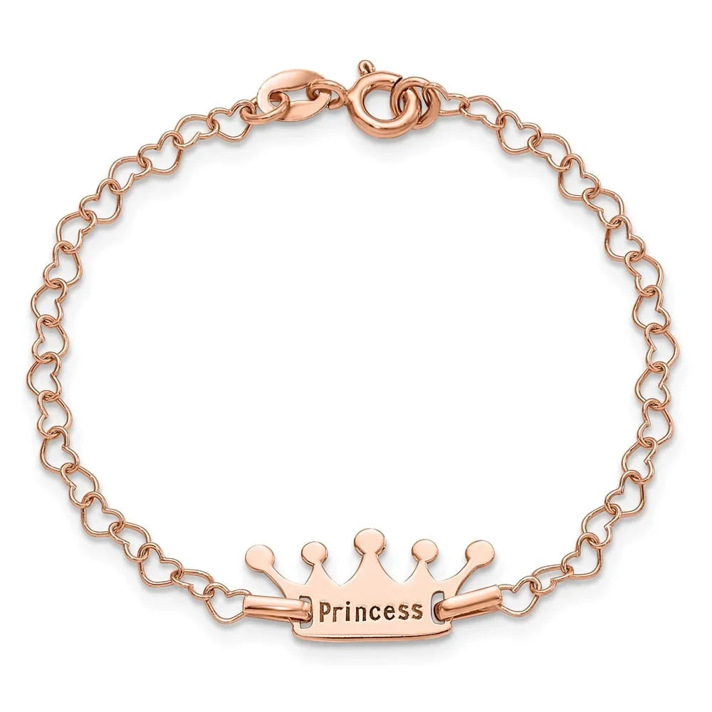 Heart Women for 925 Bracelet Rose-Tone Princess Fine Link Jewelry Auriga Crown 6inch Sterling Silver
