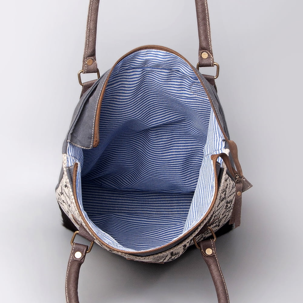 handbag Canvas Leather Upcycled Upcycled KB481 Wool women Embossed western bag Genuine purse