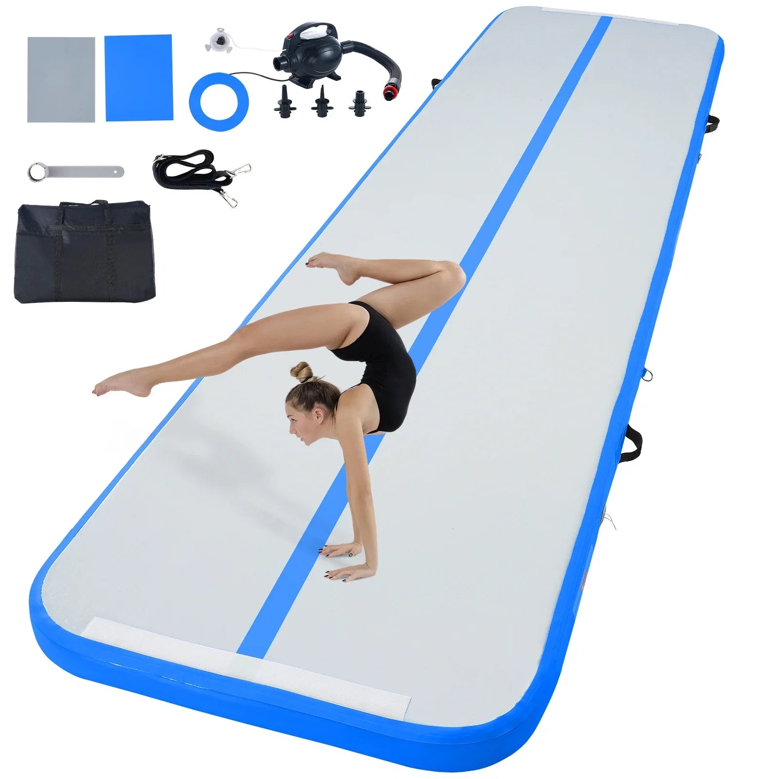 Mat 13ft Pump Cushion Fitness Air Gymnastics Inflatable Training Vibrating with