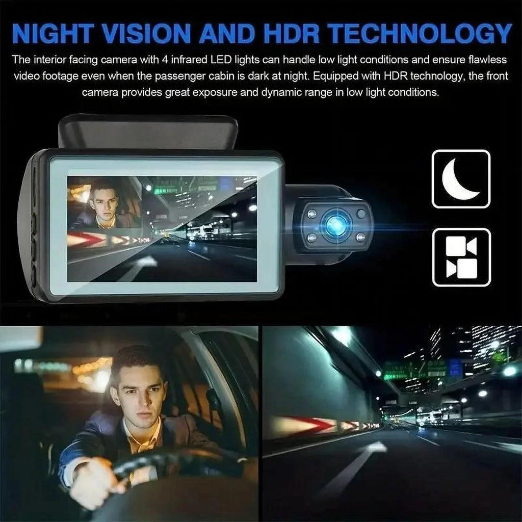 And Cameras Dual Dash Rear WIFI Interior With DVR 3 Front Night And Vehicle GPS 1080P DashCam Auto Camera Cam Car Lens