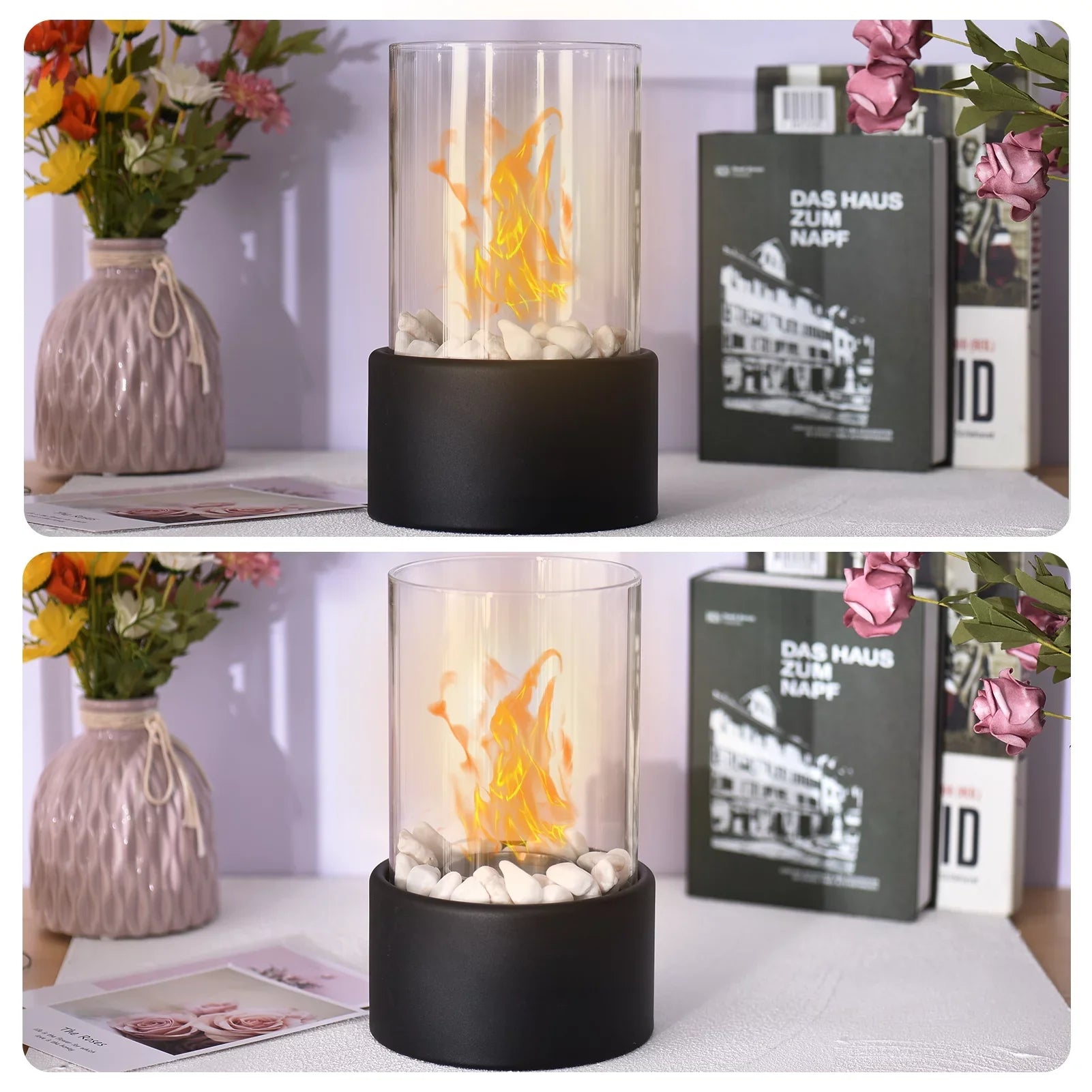 Fireplace Burning Gifts and Garden Bio Outdoor Balcony Smokeless Tabletop Indoor Bowl for Decor Time Fire Pit Fireplace Home Long Pot Bioethanol Birthday