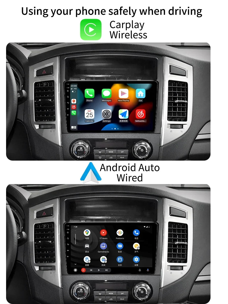 Auto V90 With 2014 Screen Radio Pajero Android Navi 2006 Car For Mitsubishi GPS Carplay V80 Stereo 4 - Android
