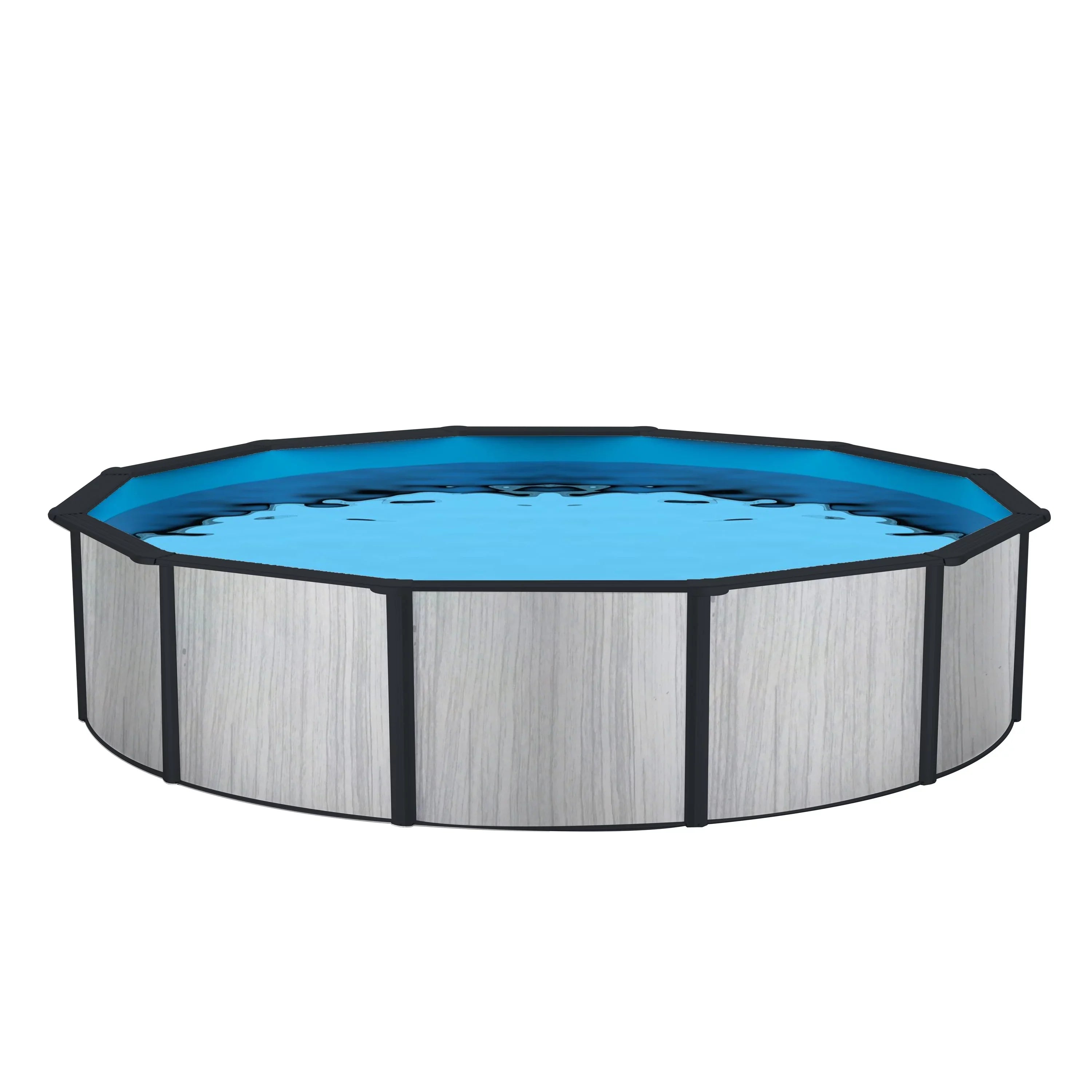 with Round Blue Top Pool 8-in Wave Rail Deep 18-ft Package Savannah Hybrid 52-in