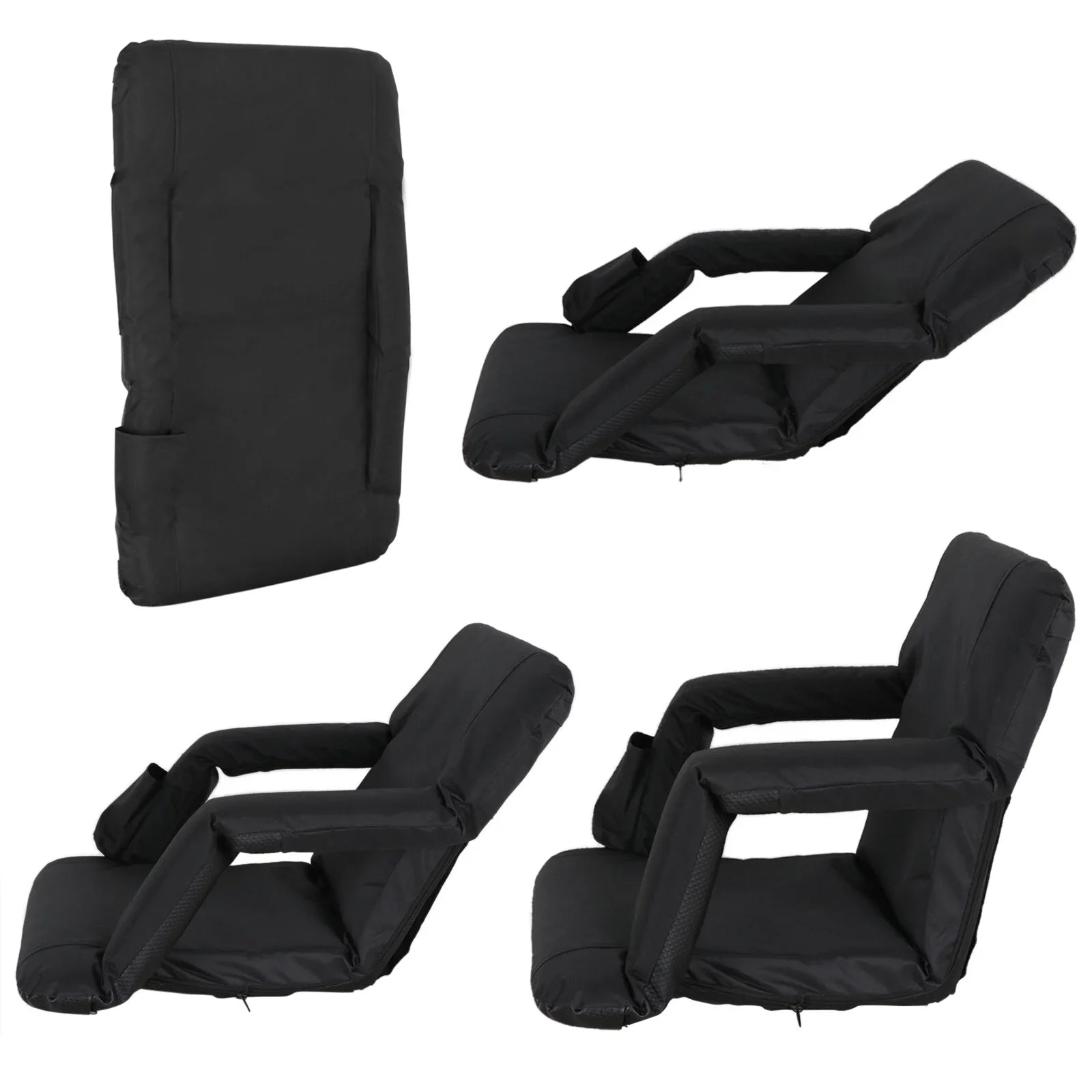 Chair for Black Portable Bleacher ZenSports Seat Reclining 6 2PCS Stadium Positions
