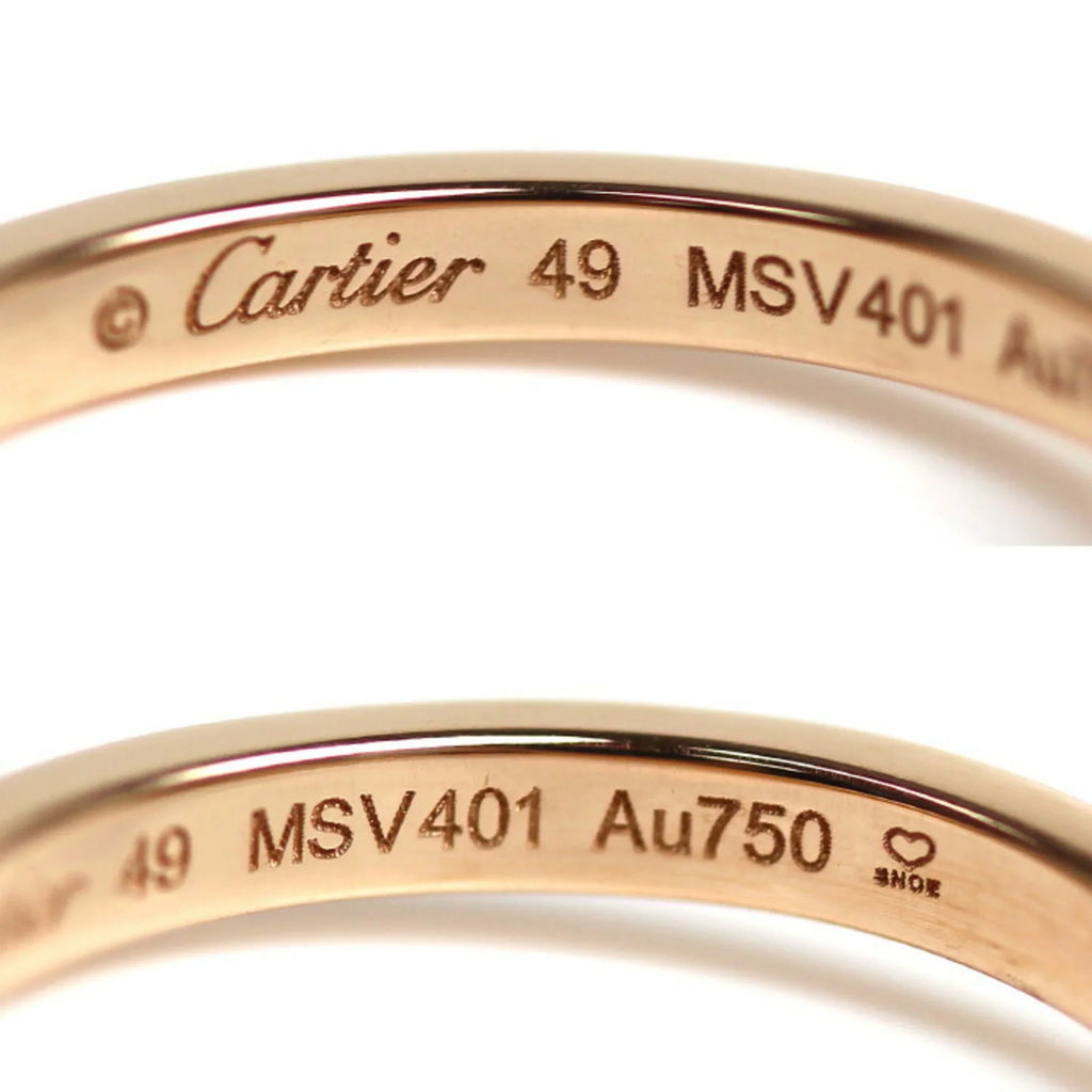 3PD Women's Wedding CARTIER K18PG Pink Pre-Owned 49 9 Ballerina Diamond dimension Ring Curve Gold B4098649 2.4g (Good)
