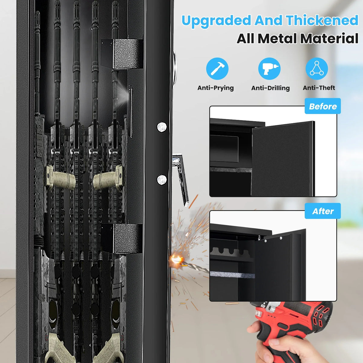 Shotgun 5-7 Rifle, Lock, and Gun Quick Design Safes: Removable Shelf, Bullet Access Password Thickened Cabinet, with Security SULIVES Rack
