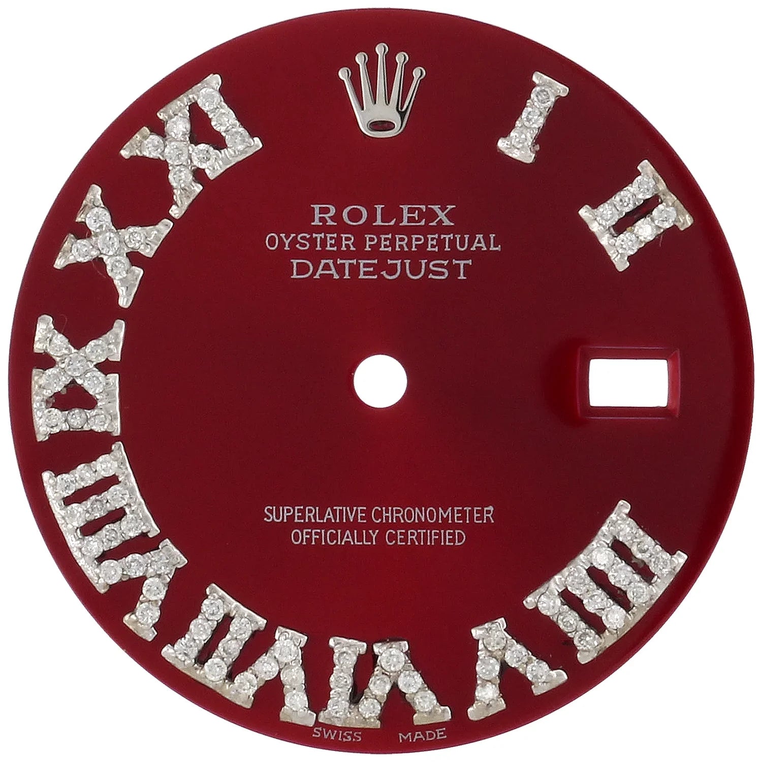 Diamond Red Roman Dial . Quick Set 1/2 Numeral Fit DateJust 36mm Rolex to