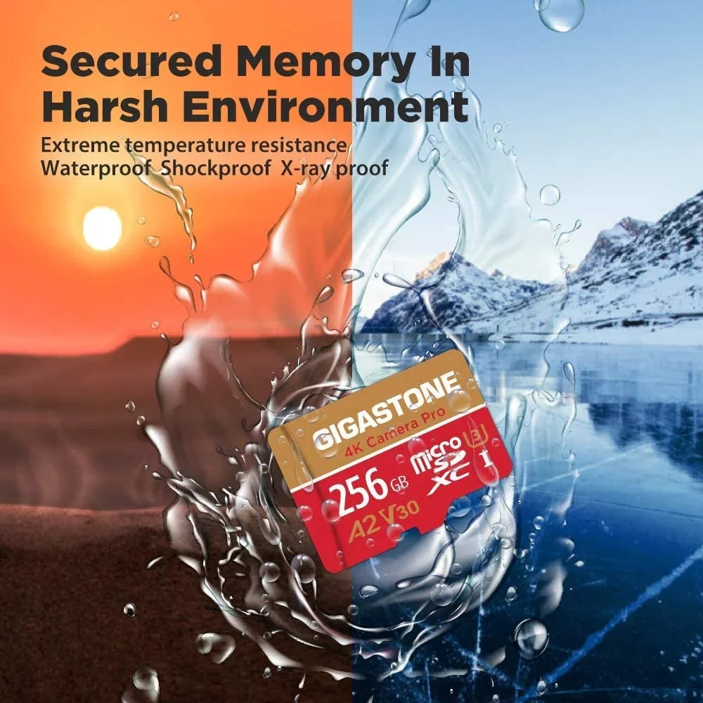 Dash Gigastone Switch, with 4K Micro (2x256GB) Recording, Pro, to A1 Camera 10, Cameras, SD compatible Nintendo Cam, V30 R/W Card, MB/s, SDXC Micro up UHS-I Pack 100/50 4K 256GB Class GoPro 2 Video