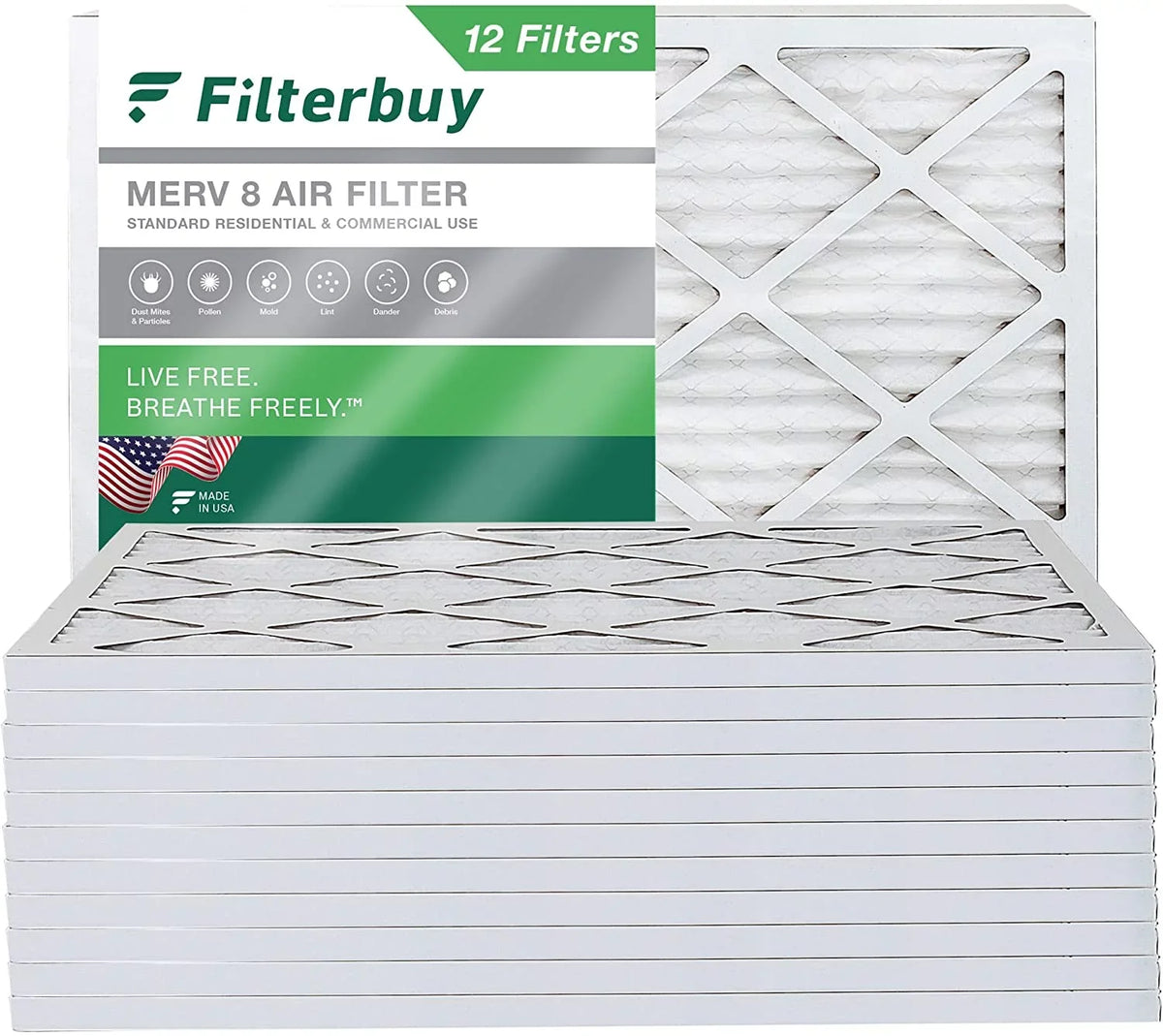 HVAC Air Furnace 8 (12-Pack) Pleated MERV Filters AC 8x14x1 Filterbuy
