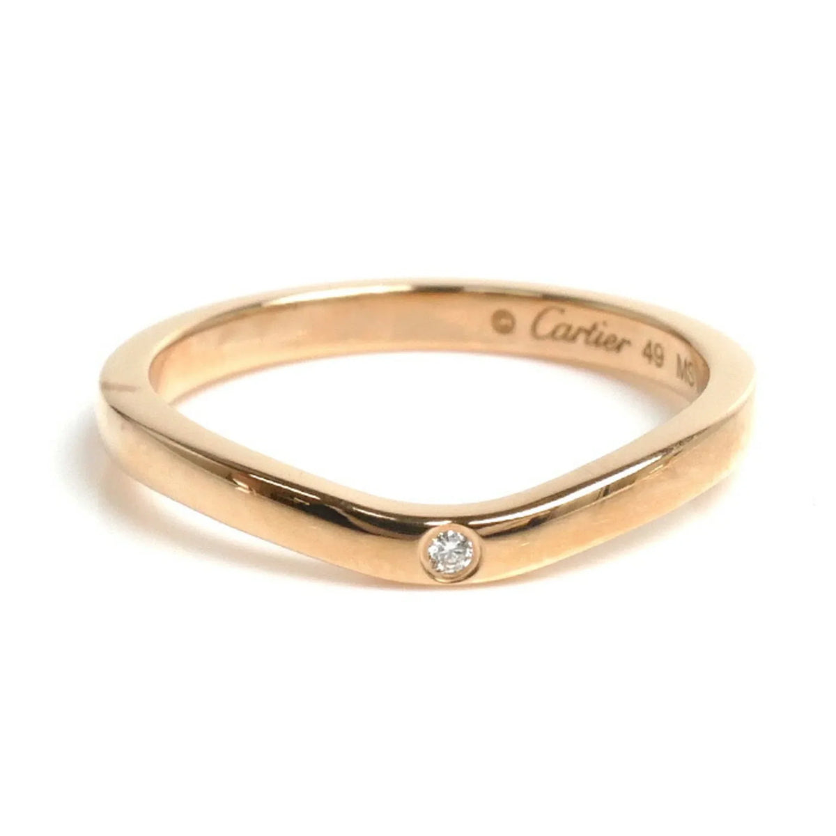 3PD Women's Wedding CARTIER K18PG Pink Pre-Owned 49 9 Ballerina Diamond dimension Ring Curve Gold B4098649 2.4g (Good)