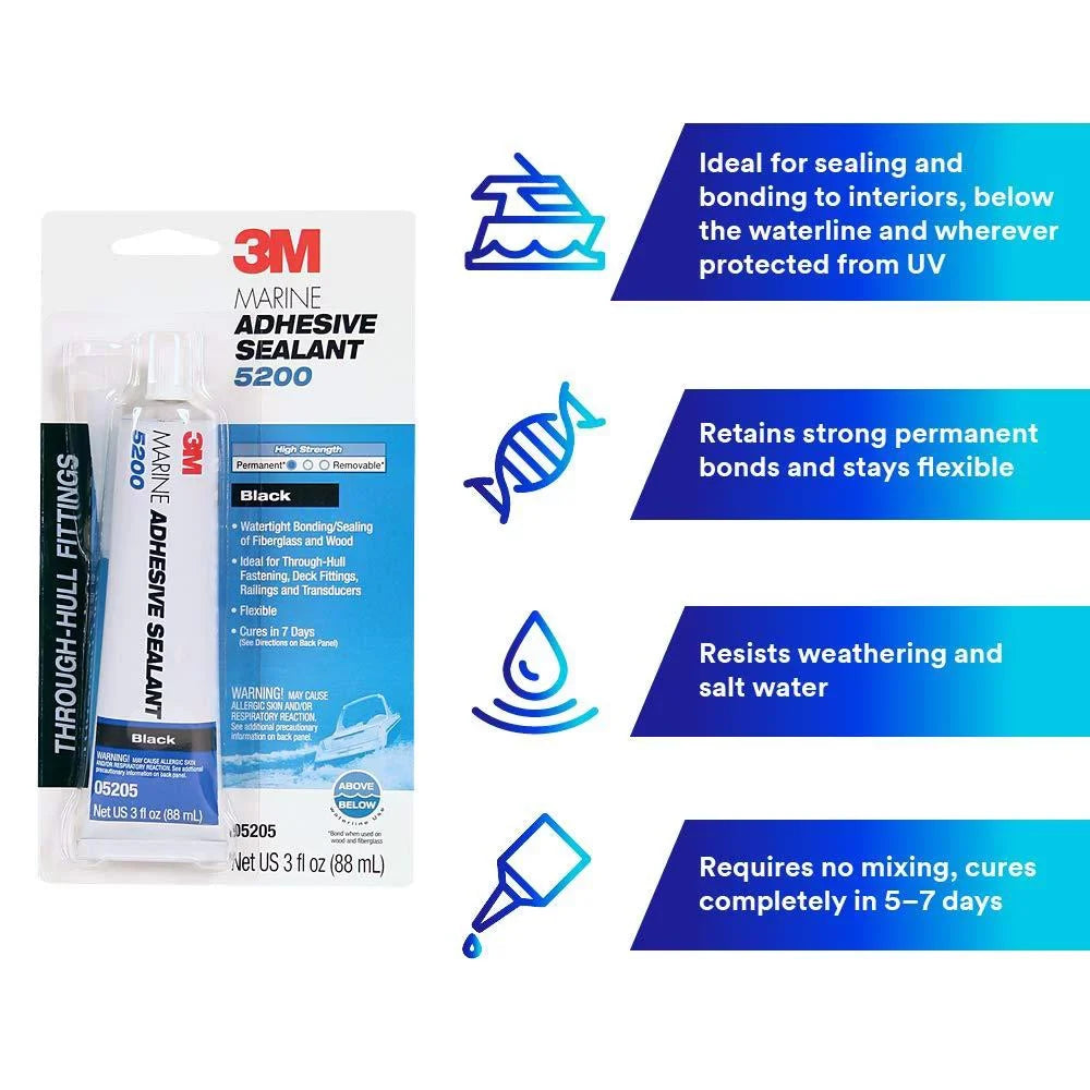 oz sealant, black, adhesive marine 3 5200 3m
