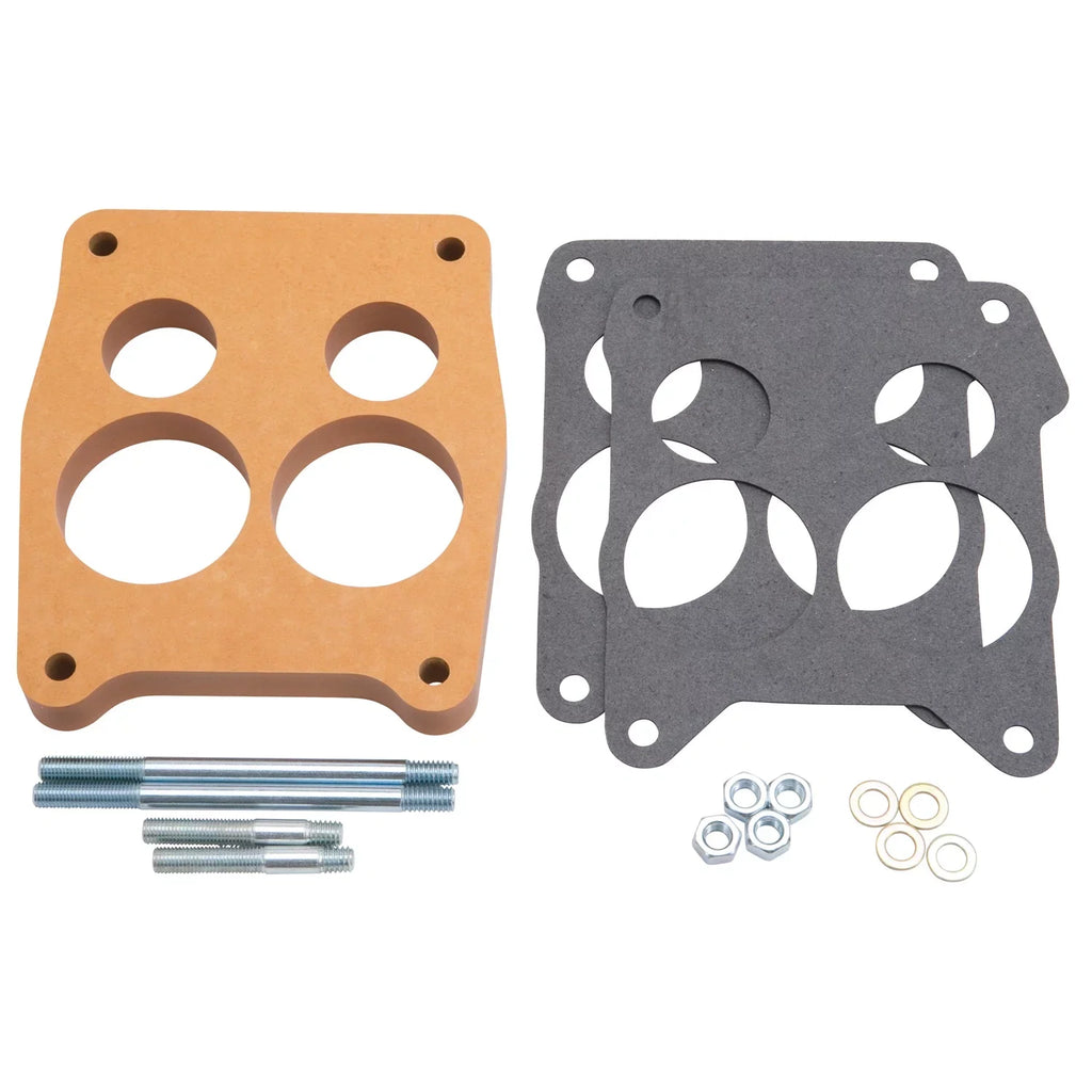 8724 Wood Laminate Carburetor Spacer Edelbrock Edelbrock Open 1/2 in Holley