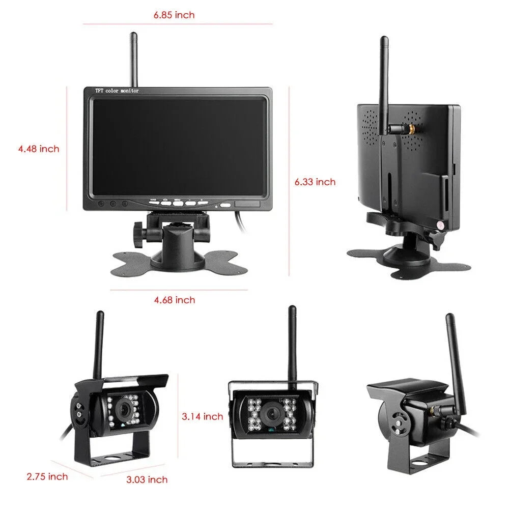 Parking 7" Truck RV, Wireless Backup Vehicle 1Pack for Kit: Vision, Night System Monitor Bus, Camera with Trailer, Waterproof