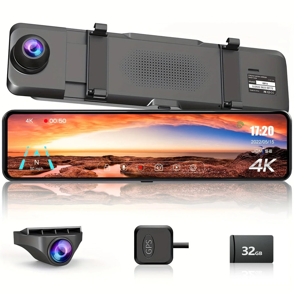 VVCAR Car DVR Rear Video 11" Cam IPS UHD Recorder Camera Dash Front Dual Rearview Mirror 4K