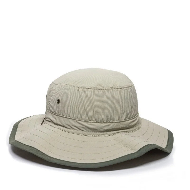 exterior Sunblock Cap Khaki Chin Cord Leather Hat BH-600 Explorer