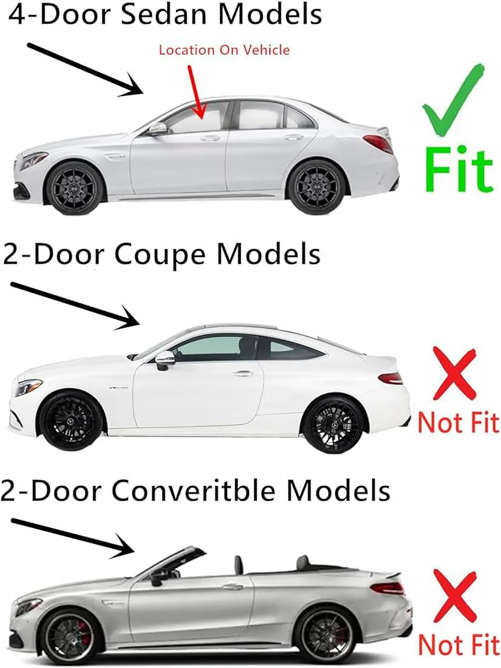 / 4-Door Door C63 Window C65 Models with Front / C400 Glass Fits 2015-2018 Benz C300 Door Side Left Driver / Sedan Laminated