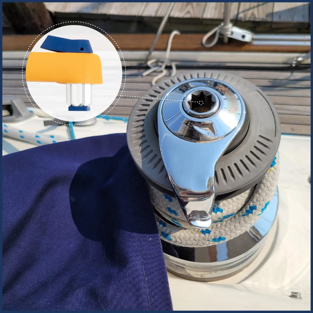 Sailboat Winch Plastic Floating 8" Handle, and Lightweight Lock�in Blue, Handle, Five - and Orange Fiberglass FO86-M2 Oceans Winch Mechanism, Strong, Reinforced Universal 2-Pack