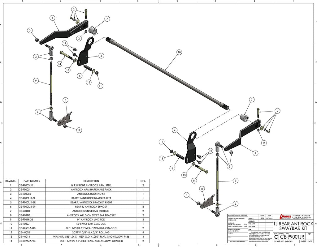 '-9900TJR / Currie Kit For Enterprises Rear Antirock Sway Bar
