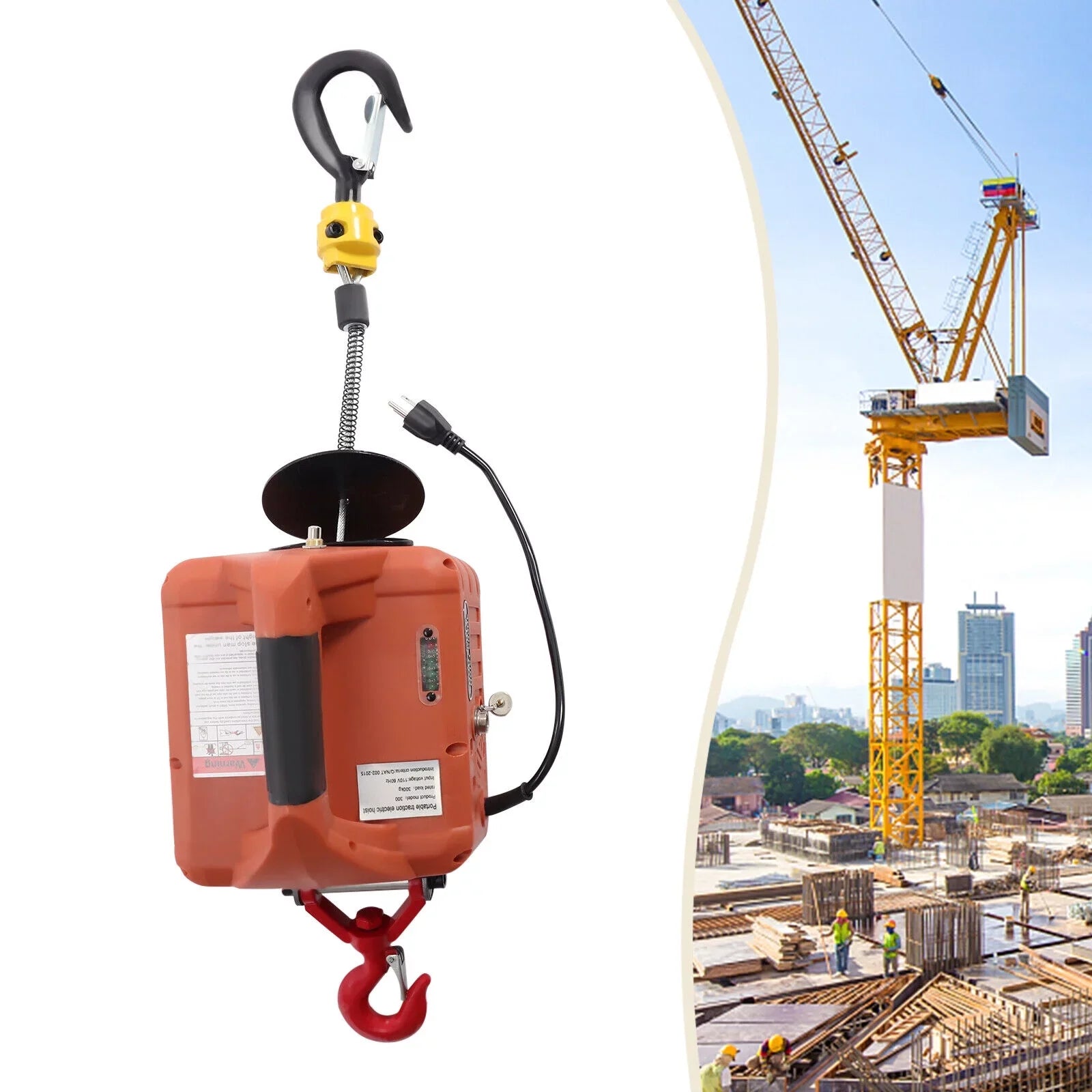 Winch Hoist 3-in-1 110V Kit Wireless Control Portable Lift ZhdnBhnos Electric 1100 Crane Remote