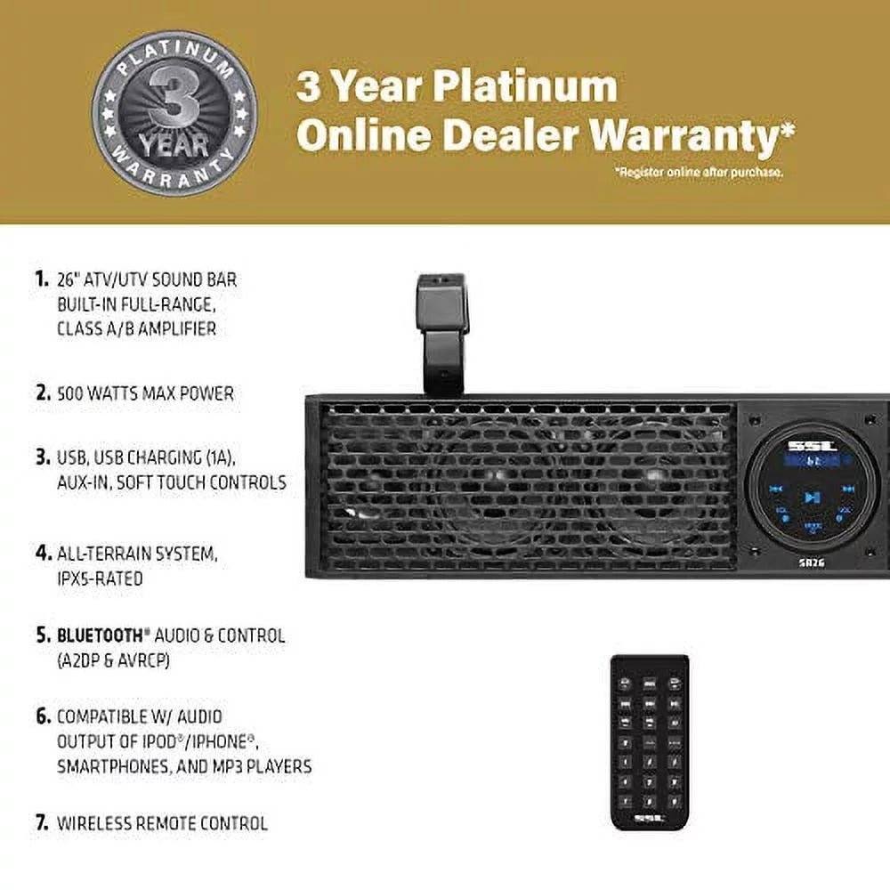 Sound Laboratories 18” Amplified Storm Bluetooth SB18 Sound Bar, Speakers 4”