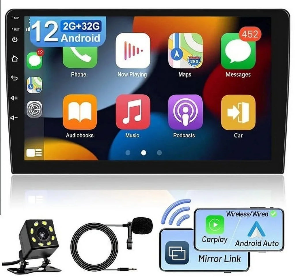 Backup Carplay Wireless WiFi Double Auto Screen 1280*720 9" 2+32GB Camera Navigation Android Android Car Stereo Bluetooth Radio / Receiver Din