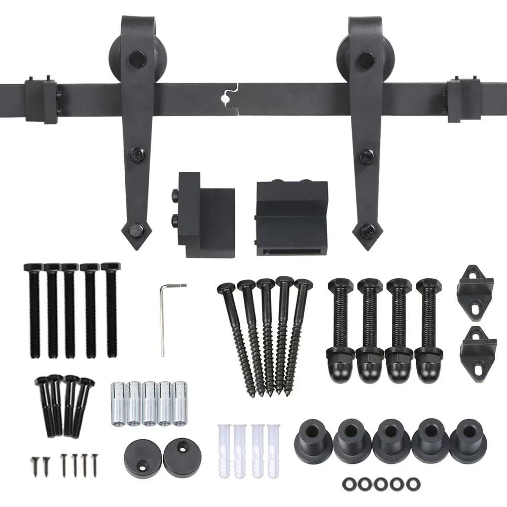 Hanging Kit Ft 6 Barn Hardware Easyfashion Arrow Sliding Steel Design Track Door Black Single-door