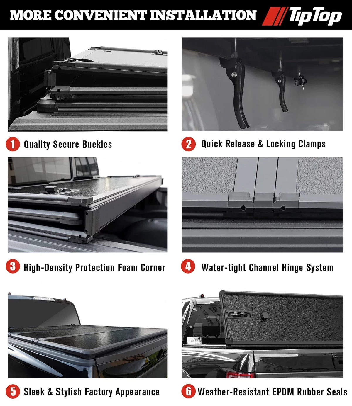 Tri-Fold With Hard Bed FRP |For On (60.3") The Deck 5ft Without 2005-2015 Tacoma Top | System| TPM3 Tonneau Cover Rail TIPTOP Truck or For Bed Models