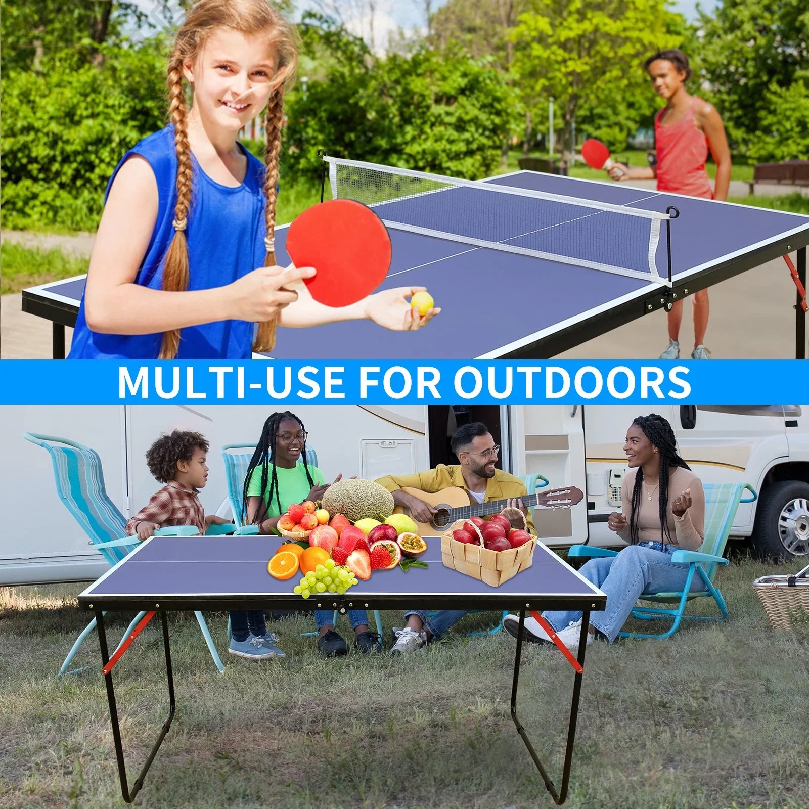 Balls Tennis and 3 Pong 2 Table Net, Table Table Tennis Tennis Table Adults Table Ping Foldable Table & Midsize Kids, Indoor Paddles Outdoor Set, Portable with for