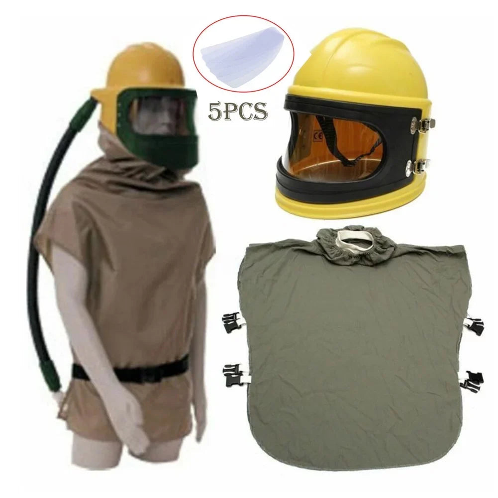 Protector Safety Sand Sandblast Helmet Yellow Hood Supplied Blast