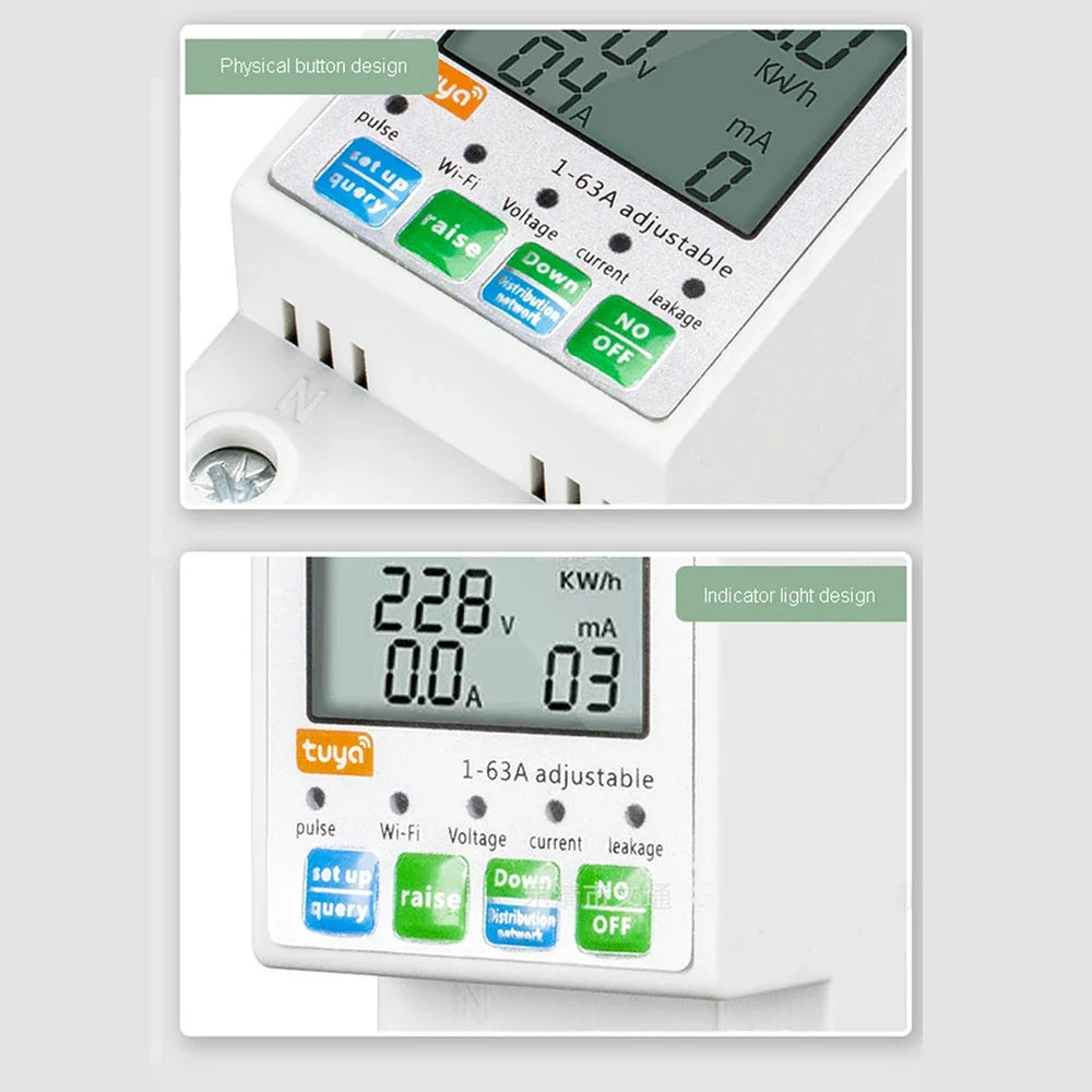 Google Din Xiaomi Life Timer Rail Alexa 220V 63A Energy Wattmeter Smart Meter Meter Smart Home Power 110V Monitor KWh Alice
