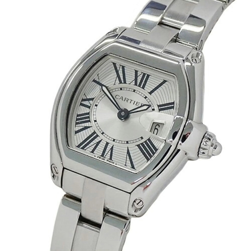 Watch Date (Fair) Roadster Stainless W62016V3 Ladies Polished Quartz Cartier Pre-Owned Silver Steel