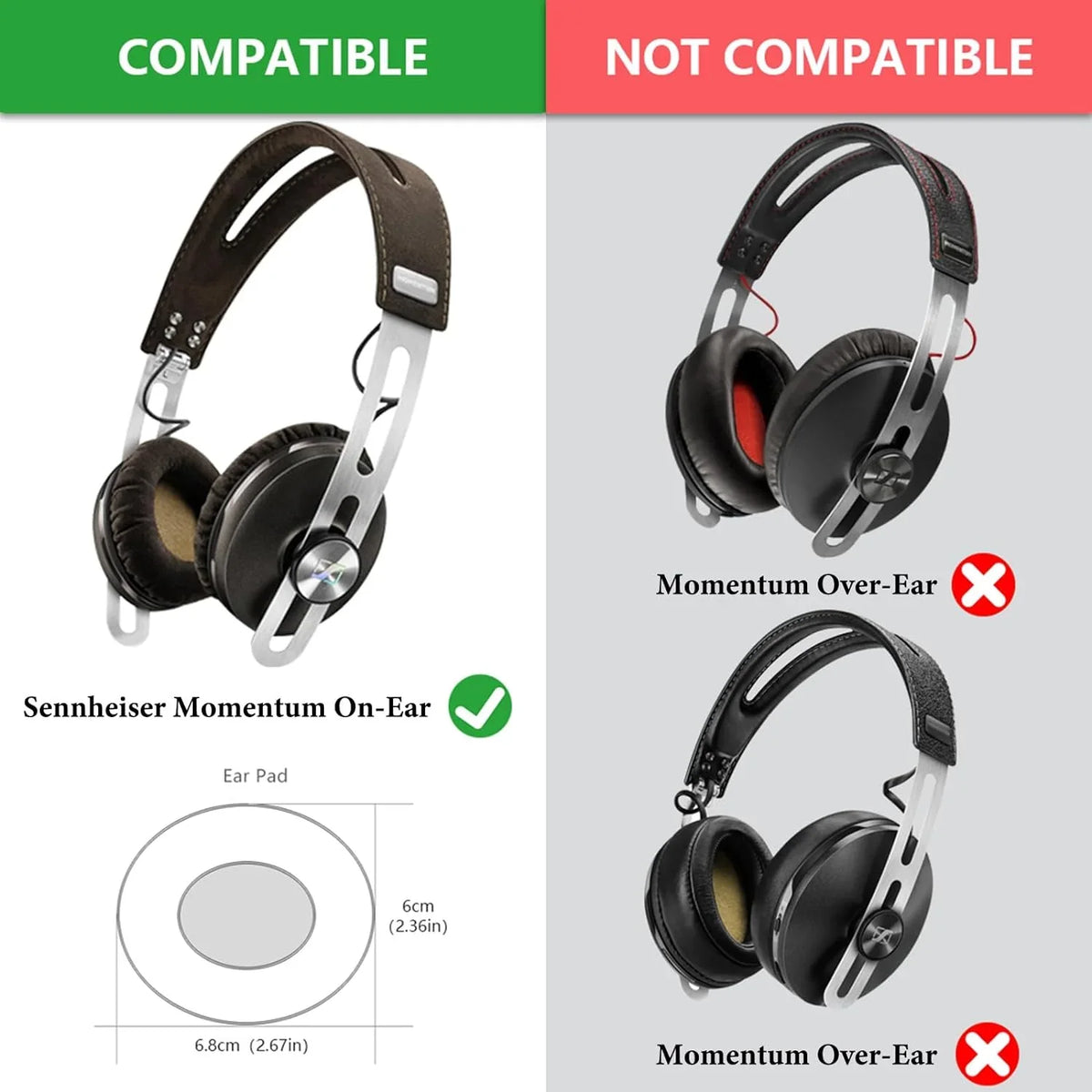 Comfort Replacement Momentum Sennheiser Momentum Velour for 2.0 On-Ear Ear On-Ear Pads 2.0 Momentum On-Ear